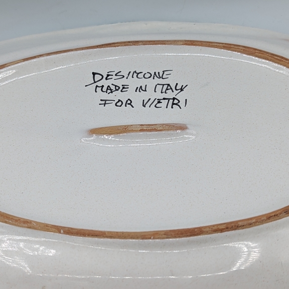 Vintage Italian Red Clay Pottery DeSimone Vietri Cubist Angel 15” Oval Platter - Picture 7 of 14